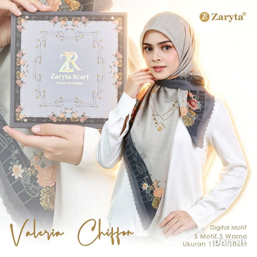 Premium Printed Square Hijab – Misty Noir