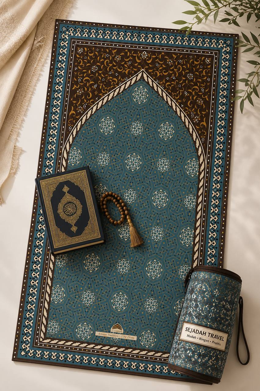 Premium Travel Prayer Mat – Andalus Azure