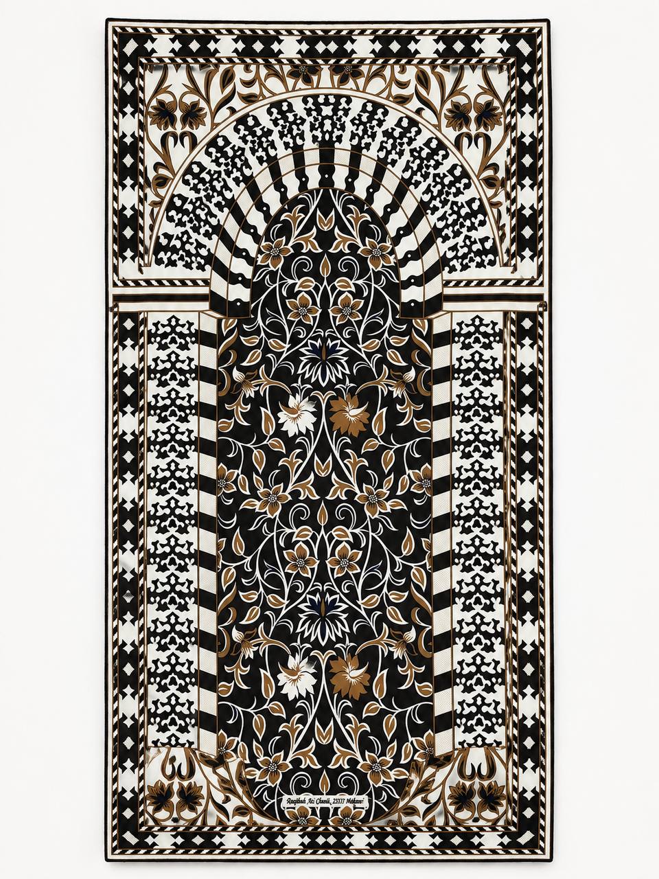 Premium Travel Prayer Mat – Noir Arabesque