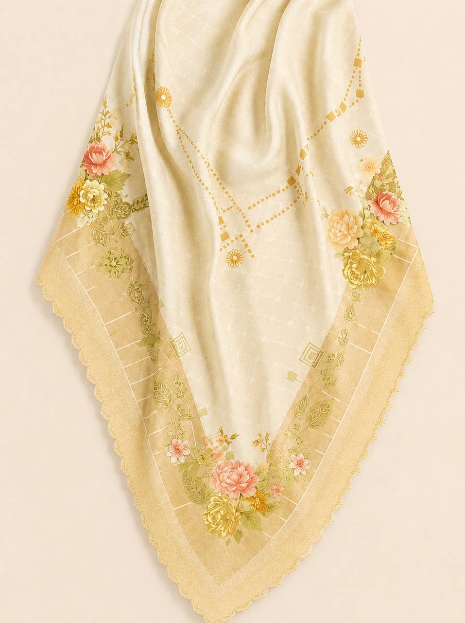 Premium Printed Square Hijab – Misty Noir
