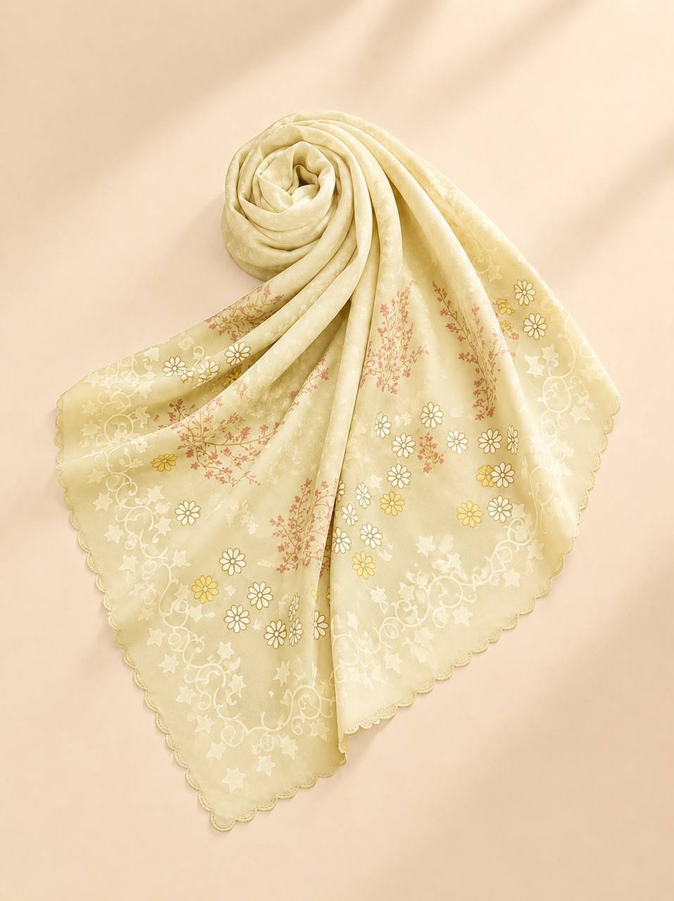 Premium Printed Square Hijab – Azure Bloom