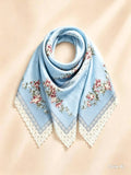 Premium Printed Square Hijab – Ivory Meadow