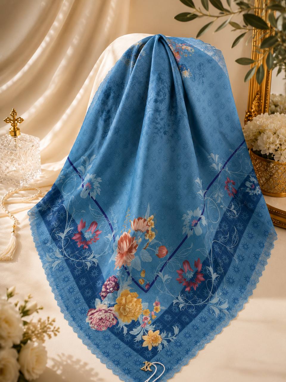 Premium Printed Square Hijab | Jardin Bloom Collection