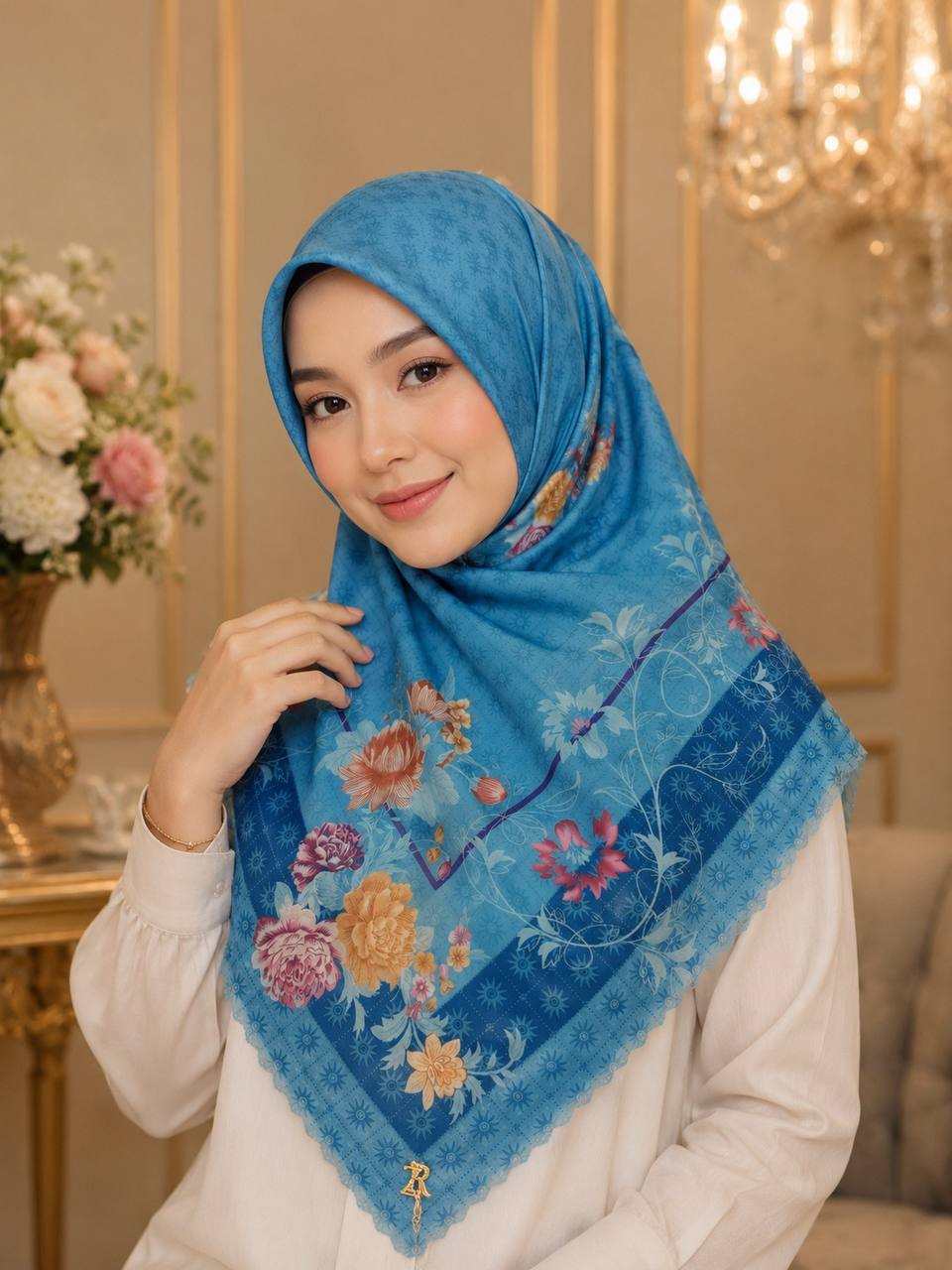 Premium Printed Square Hijab | Jardin Bloom Collection