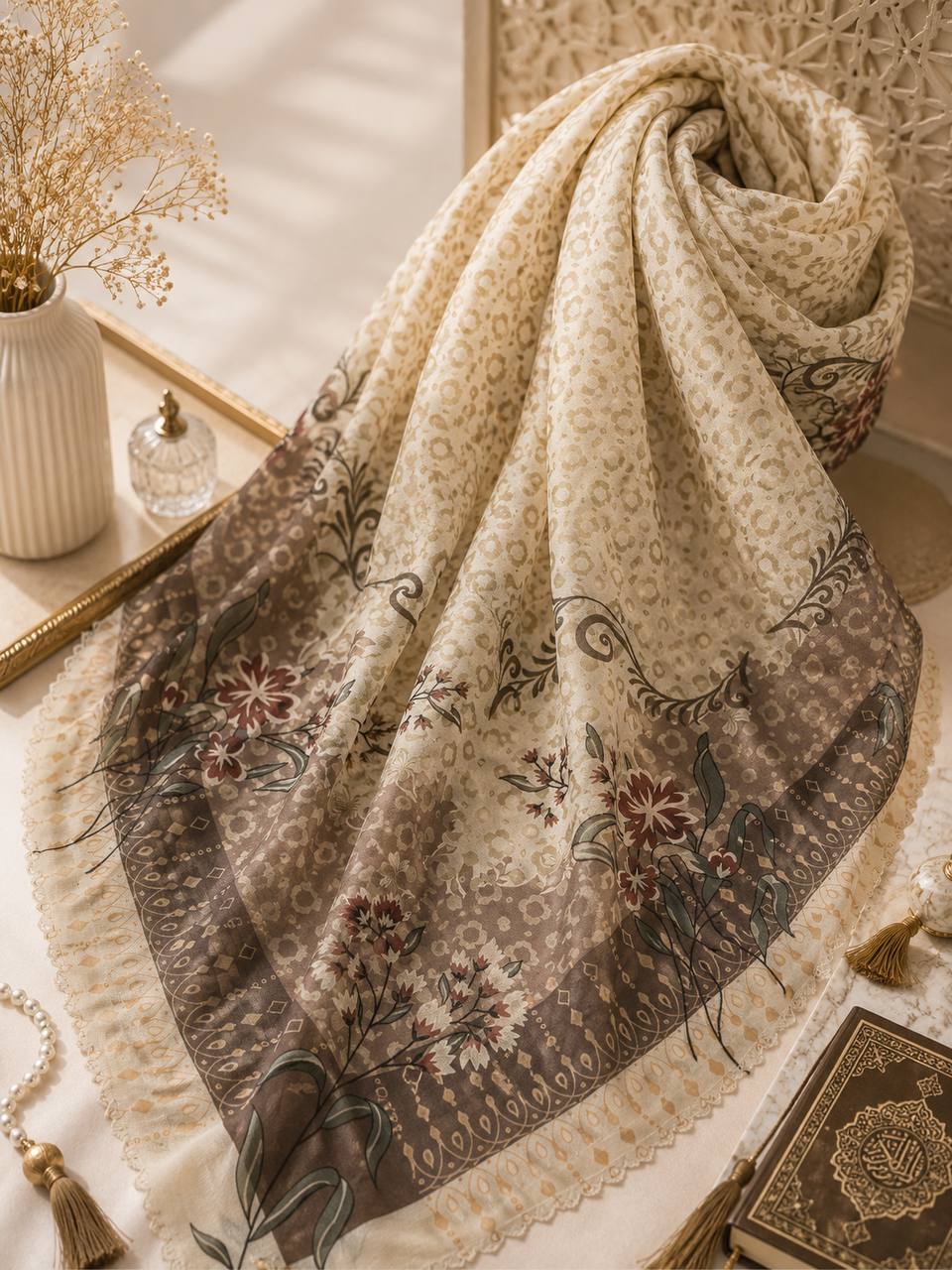 Premium Printed Square Hijab | Willow Grace Collection