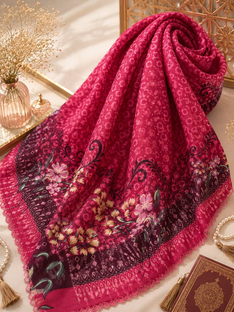 Premium Printed Square Hijab | Willow Grace Collection
