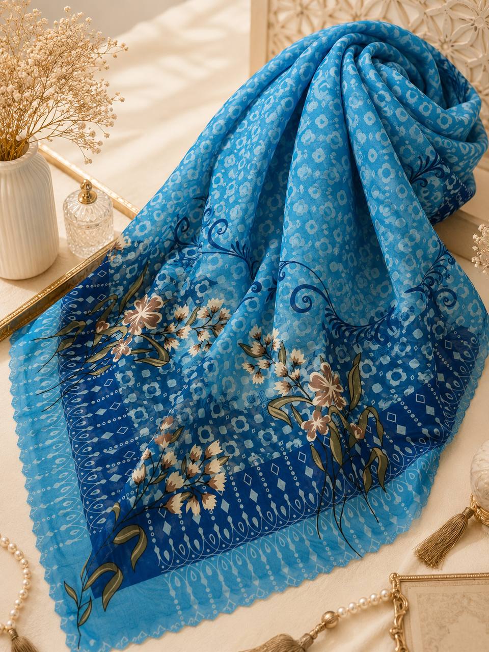 Premium Printed Square Hijab | Willow Grace Collection