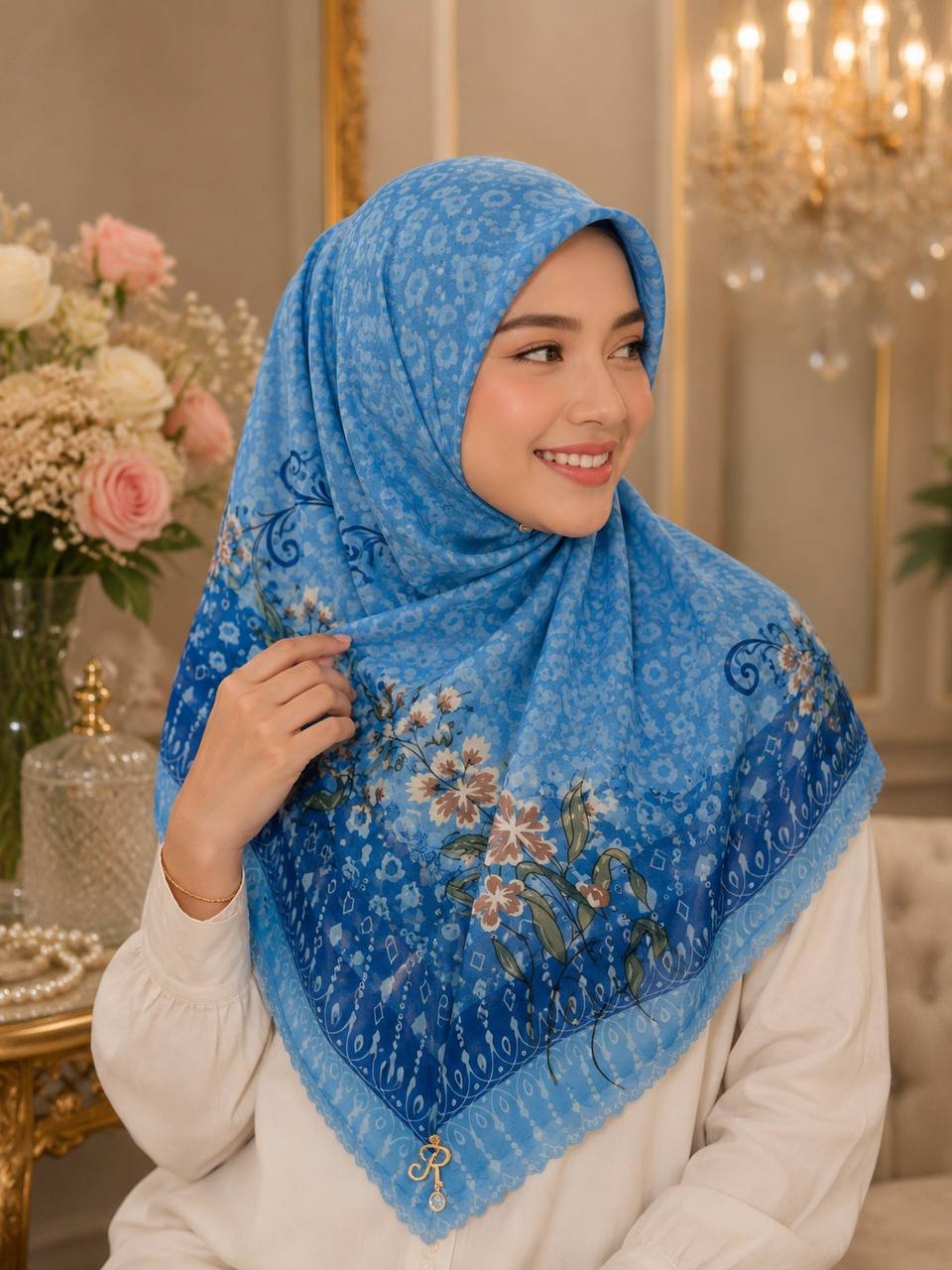 Premium Printed Square Hijab | Willow Grace Collection
