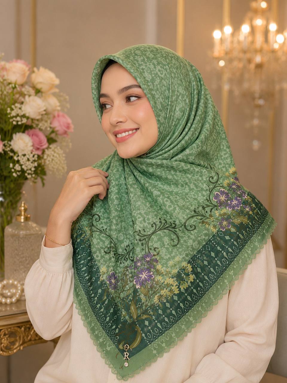 Premium Printed Square Hijab | Willow Grace Collection