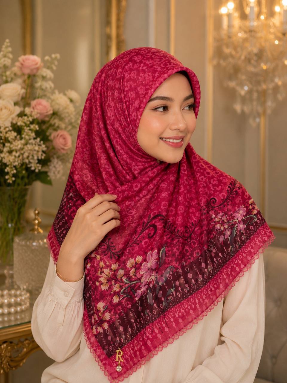 Premium Printed Square Hijab | Willow Grace Collection