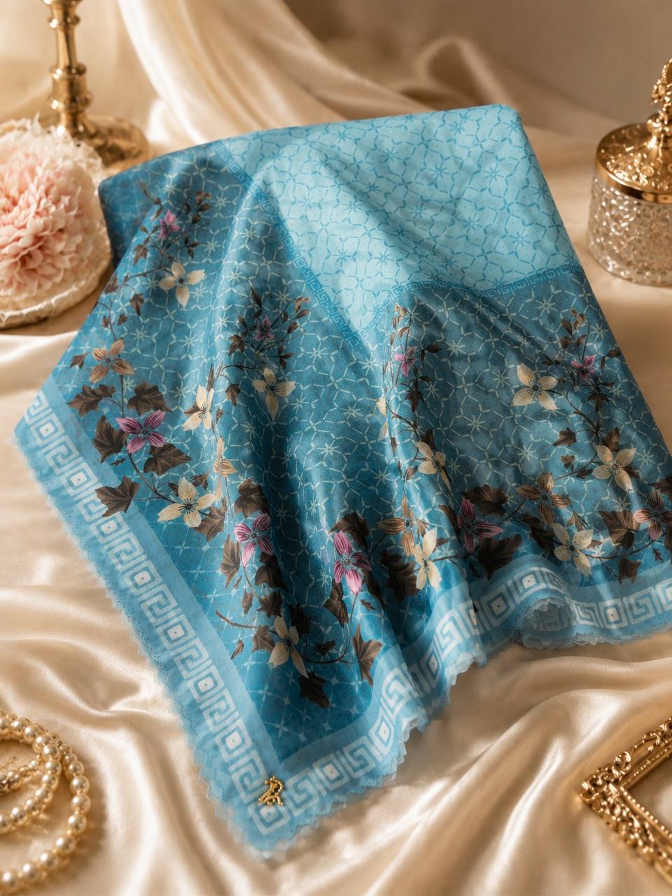 Premium Printed Square Hijab | Azure Étoile Collection